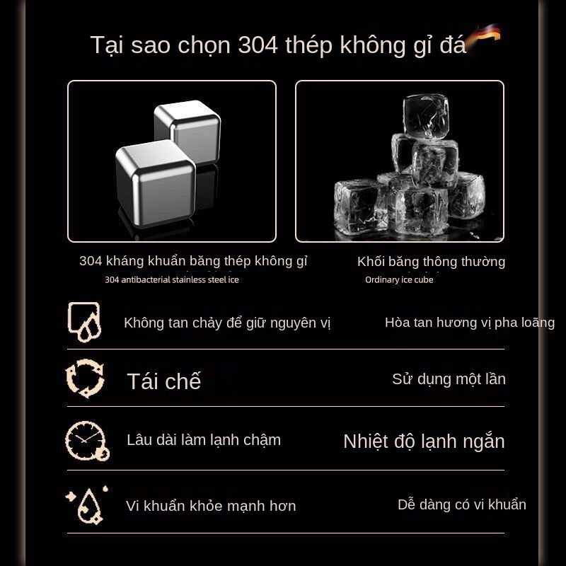 Thùng đá inox 304, viên, đông lạnh nhanh, viên kim loại, bóng gia dụng, đồ uống, bào