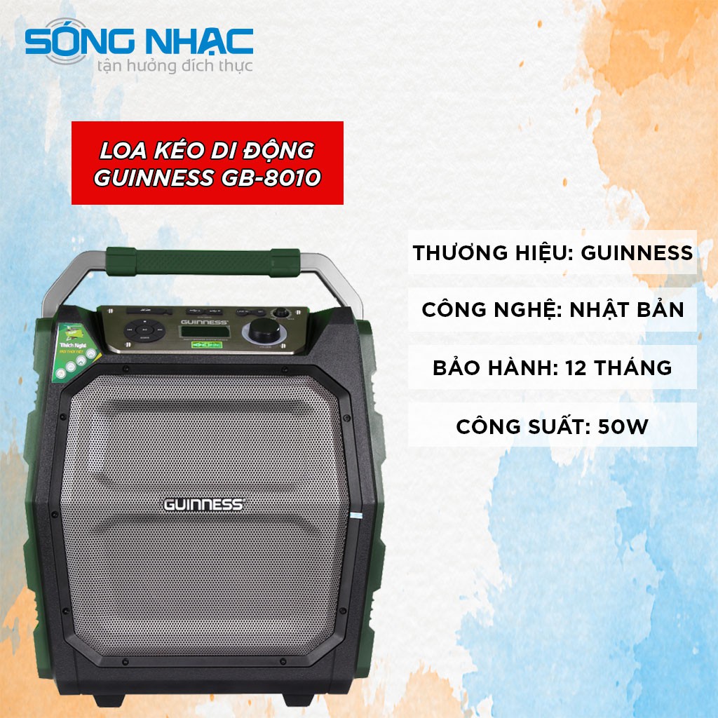 Loa Kéo Di Động Karaoke Bluetooth Guinness GB-8010 - BH 12 Tháng Chính Hãng