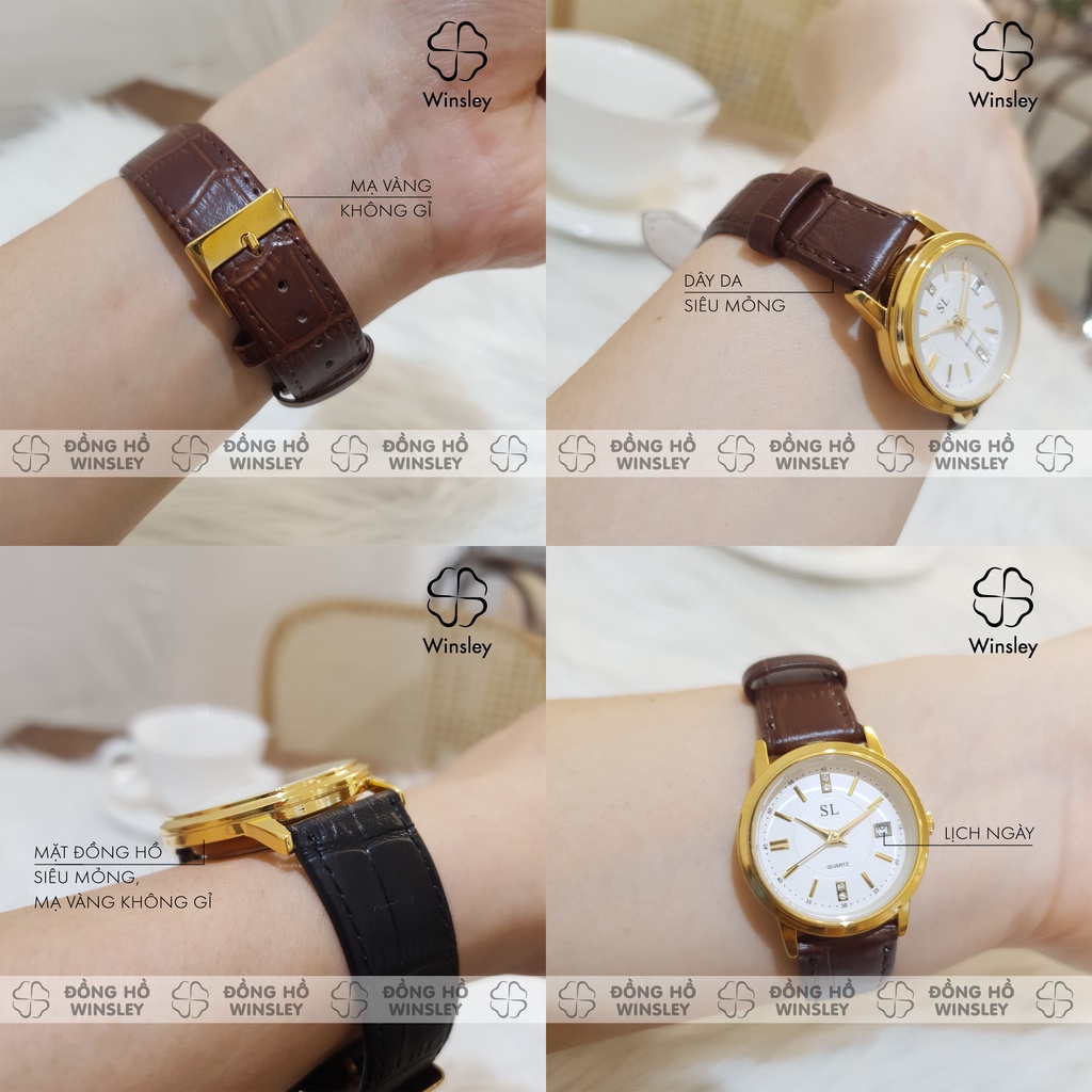 Đồng hồ nam nữ cặp đôi SL dây da chính hãng đẹp thời trang giá rẻ đeo tay chống nước