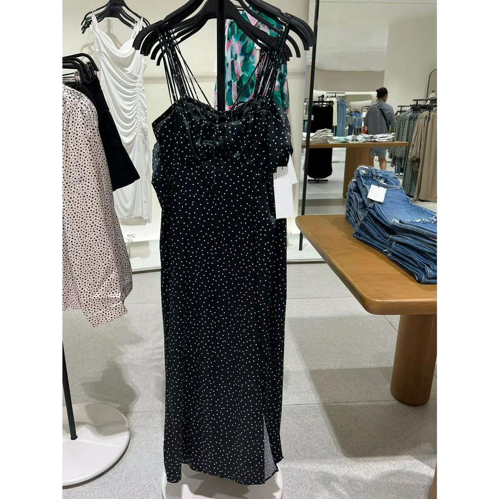 Váy hai dây đen chấm bi ZR