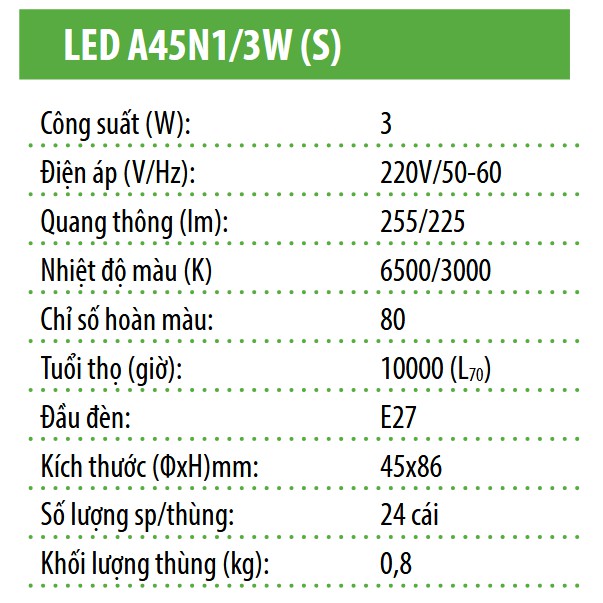 Bóng đèn LED Rạng Đông tròn 3W 5W 7W 9W 12W 15W 20 30W