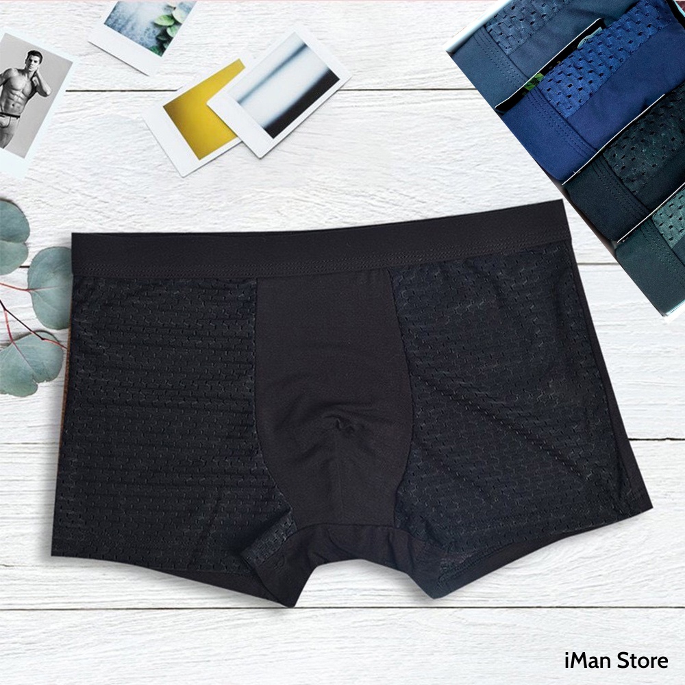 Combo Hộp 4 Quần Sịp Đùi Nam Thông Hơi, Quần Lót Nam Nhật Bản MUJI Dạng Lưới Thoáng Khí, Kháng Khuẩn Cao Cấp iMan Store