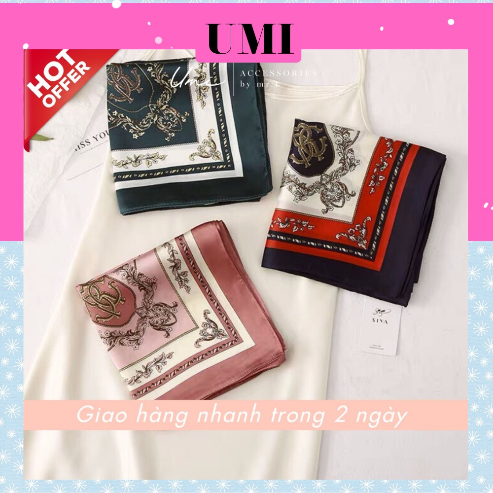 Khăn Bandana Khăn Lụa Vuông Họa Tiết Hoa Viền To Độc Đáo Hot Trend k4