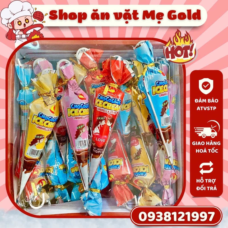 Kẹo socola hình kem ô dù sắc màu (cây 11g)