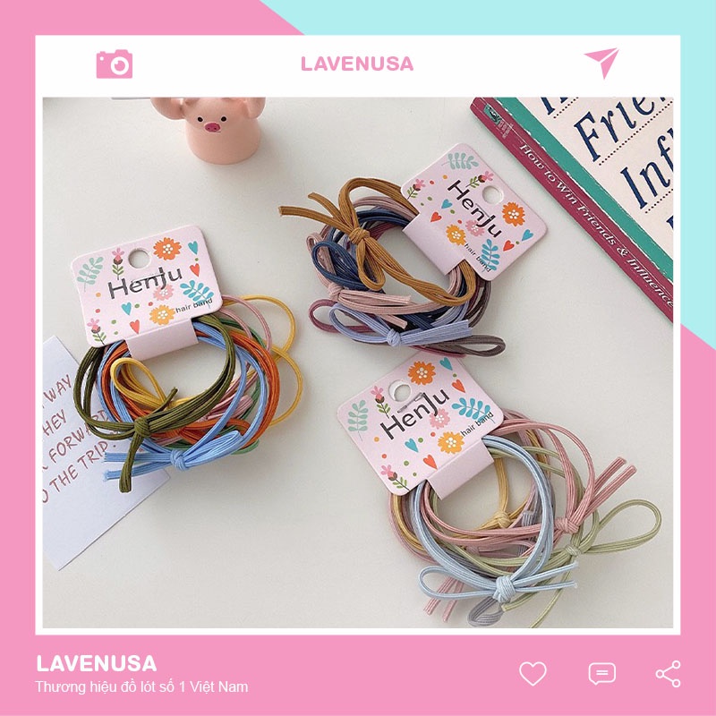 Dây buộc tóc cao cấp co giãn đáng yêu kiểu Hàn Quốc set 6 cái LAVENUSA CT12