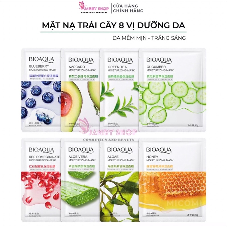 Mặt Nạ Trái Cây 8 Vị Bioaqua Dưỡng Trắng Da , Cấp Ẩm , Giảm Mụn Mask Giấy Đắp Mặt Nội Địa Trung