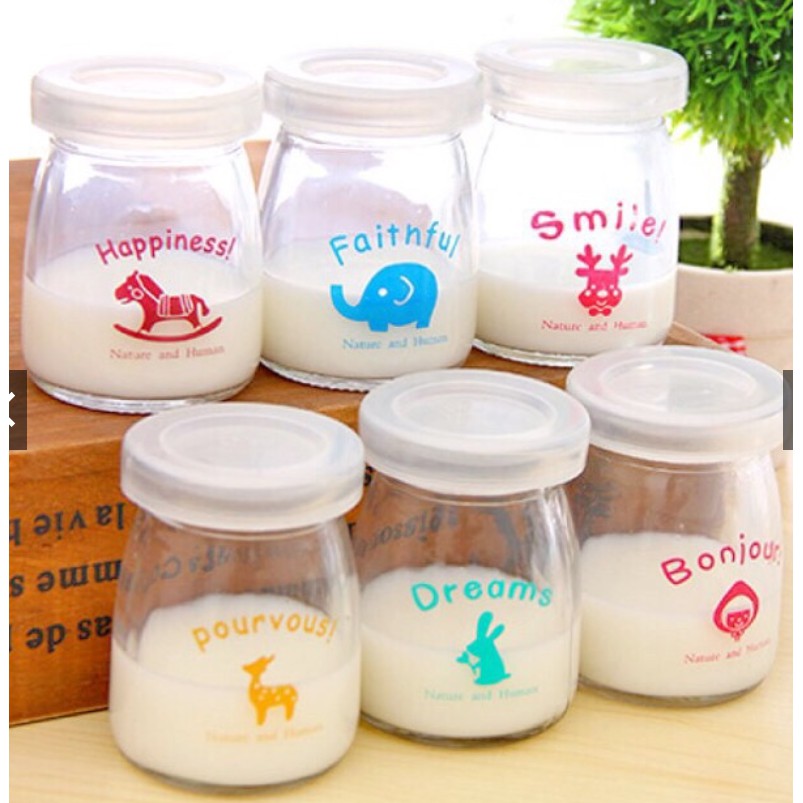 Hũ đựng sữa chua bằng thủy tinh thể tích 100ml. Lọ làm sữa chua có lắp dùng làm sữa chua nếp cẩm, caramen BabyBooHN | BigBuy360 - bigbuy360.vn