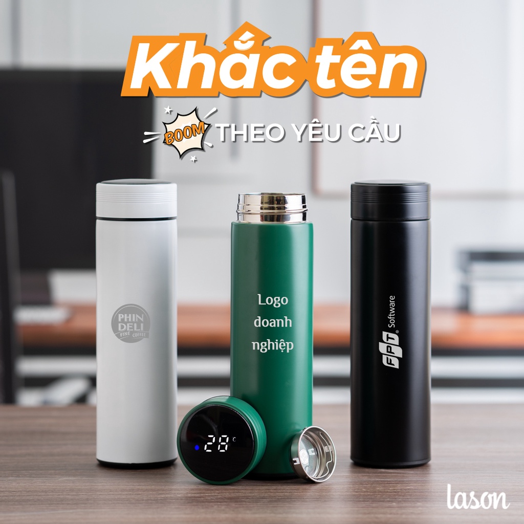 Bình nước giữ nhiệt pastel, bình đựng nước hiển thị nhiệt độ 500ml, inox316 BN-GN00122