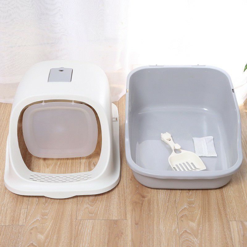 Chậu cát - Nhà vệ sinh cho mèo có nắp đậy, có thể tháo rời, dễ dàng vệ sinh