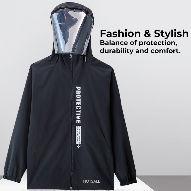 Áo khoác có mũ kèm mặt nạ bảo vệ toàn diện chống thấm nước cho nam và nữ