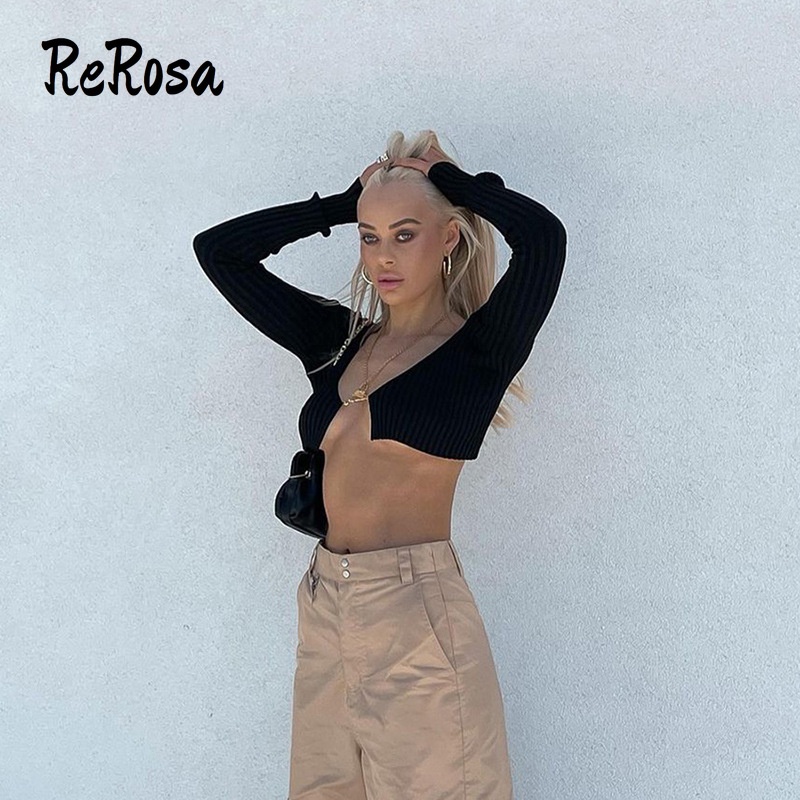 Áo cardigan ReRosa dài tay cổ chữ V dáng ôm thời trang  cho nữ | BigBuy360 - bigbuy360.vn