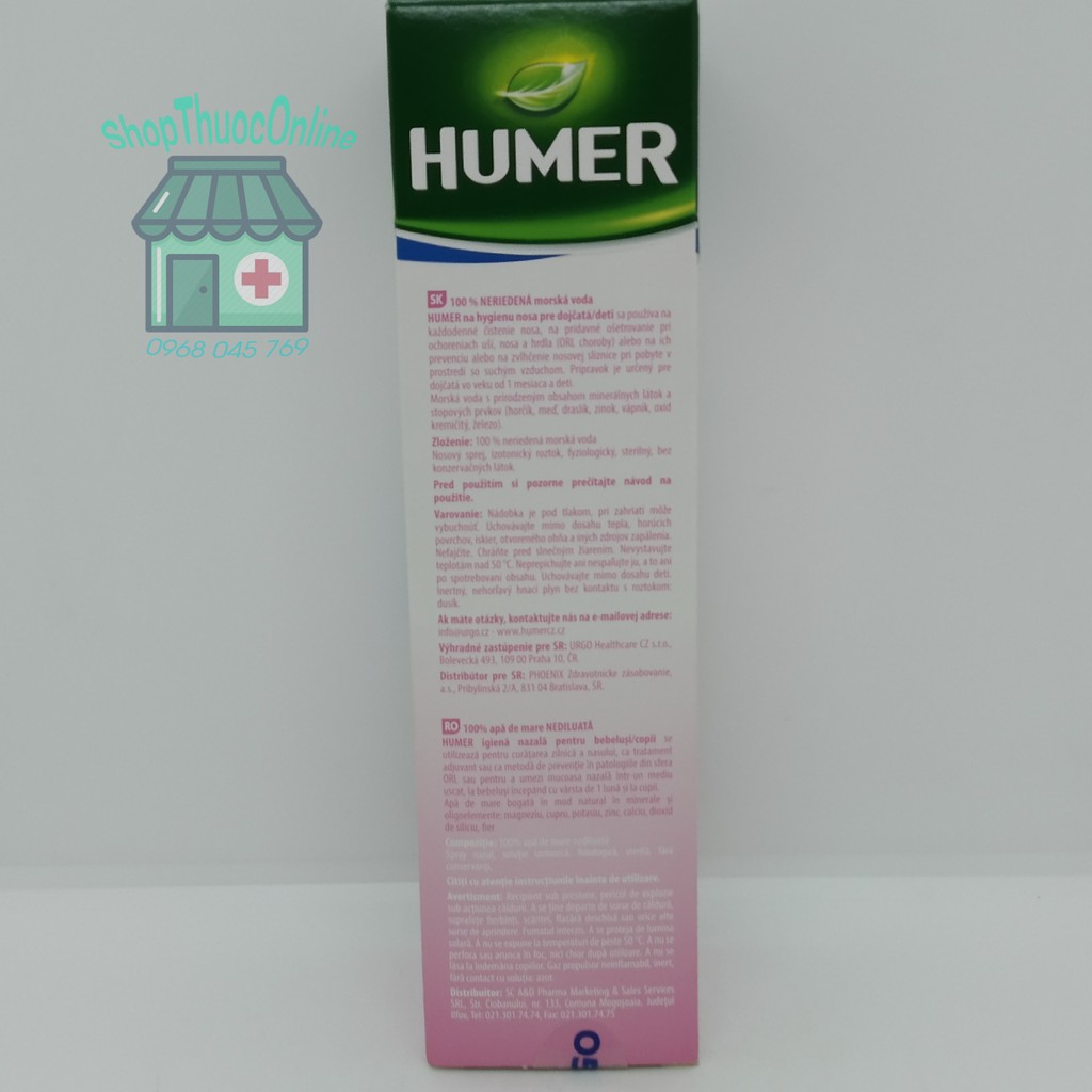 DUNG DỊCH VỆ SINH MŨI HUMER NOSE HYGIENE 150ML