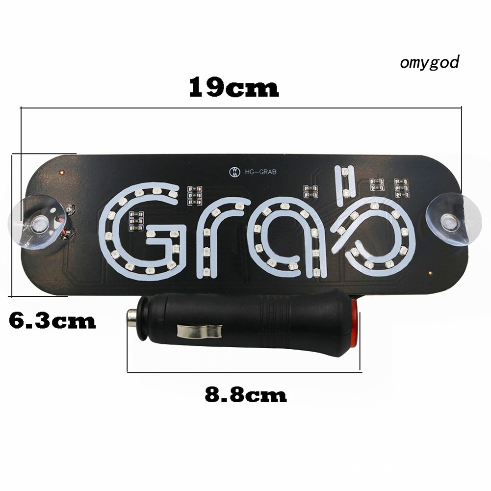 Bảng đèn LED hình chữ Grabtaxi 12V