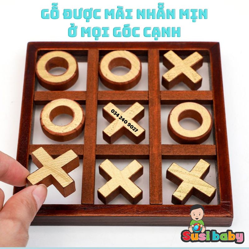 [KÈM QUÀ TẶNG] Bộ đồ chơi gỗ XO tic tac toe phát triển trí tuệ - Đồ chơi cho bé
