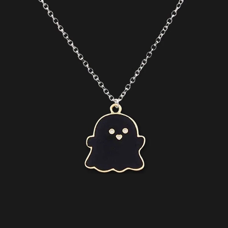 Vòng cổ mặt hình con ma màu trắng đen phong cách Halloween cho nam nữ