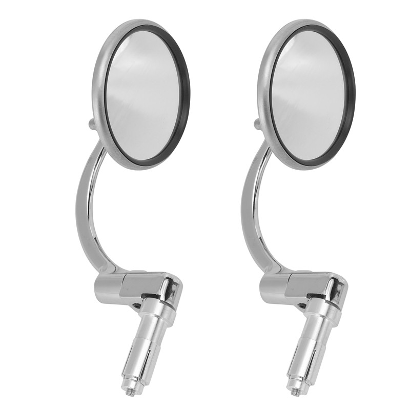 2 Pcs Universal Chrome Round Rearview Mirrors Bar End Side Mirrors for Motorcycle Chopper Scooter Cafe Racer Accessories