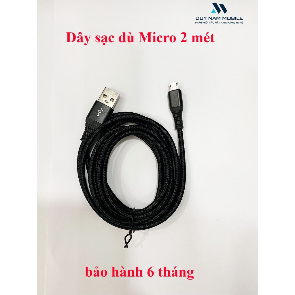 Cáp sạc dù Micro dài  2 mét ZUZG - bảo hành 6 tháng