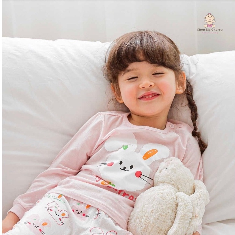 Bộ Tay Dài Cao Cấp Bé Gái Nội Địa Hàn Quốc Của Hãng Cordii Chất Cotton giấy Organic, Mẫu Tai Thỏ