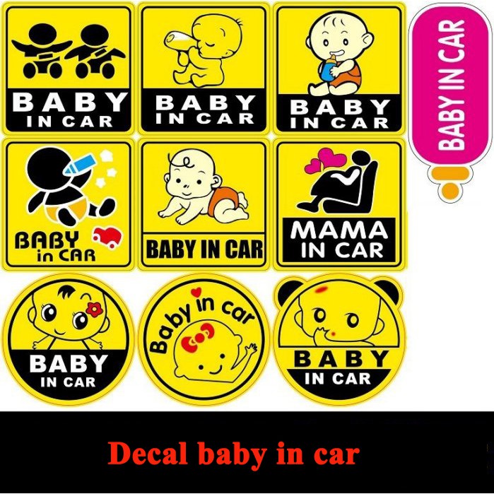 Tem trang trí decal Baby In Car-logo trang trí cảnh báo dễ thương cho xe ô tô