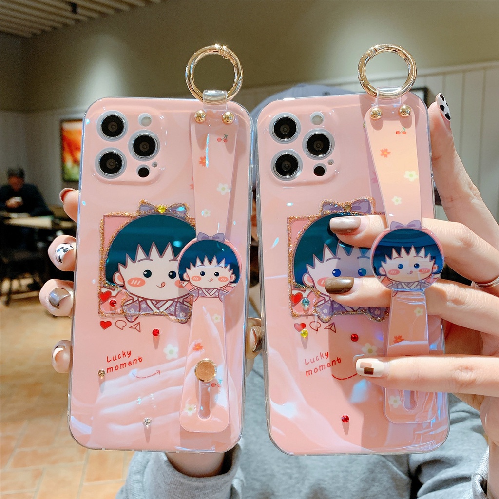 CHIBI Ốp Lưng In Hình Maruko Có Dây Đeo Xinh Xắn Cho Iphone 12 Mini 11 Pro Max Plus 8 7 6 6s Plus X Xr Xs Max