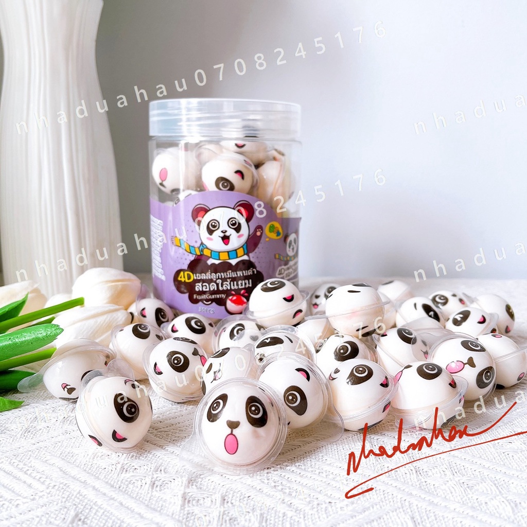 Hủ 30 viên kẹo dẻo CÓ NHÂN SIRO hình mắt/ trái đất/ vịt/ hấu/ người nhện/ trái banh/ viên 10g