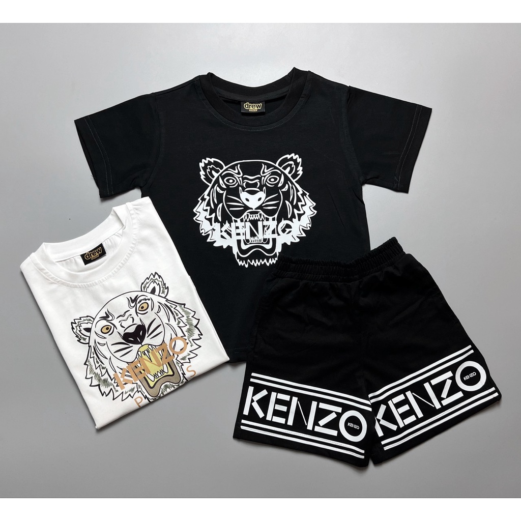 Set bộ quần đùi áo thun bé trai họa tiết K.e.n.z.o vải cotton mềm mịn, thoáng mát