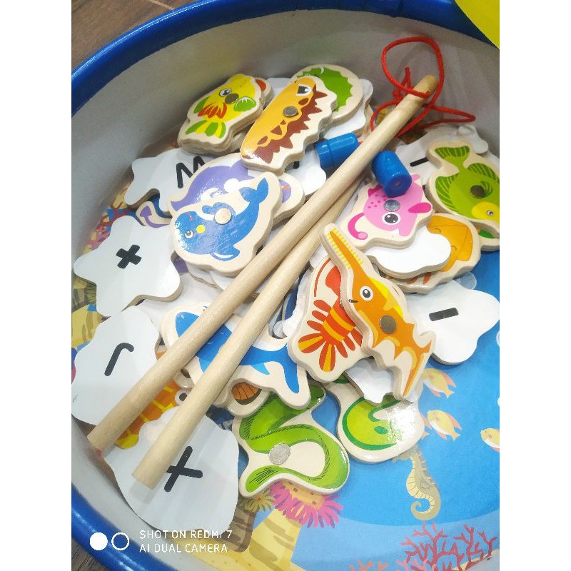 Bộ Câu cá có chữ và số, đồ chơi giáo dục trẻ em bằng gỗ, đồ chơi giải trí vui nhộn cho bé -BABO
