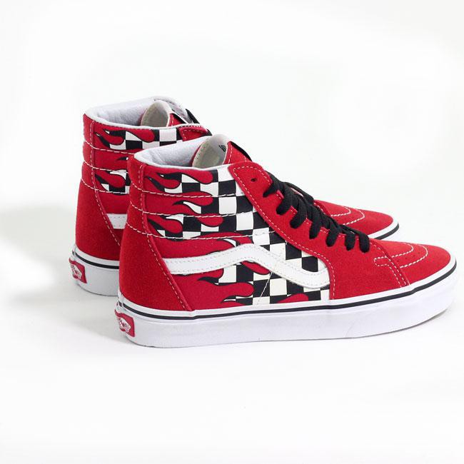 vans high top checkered flame
