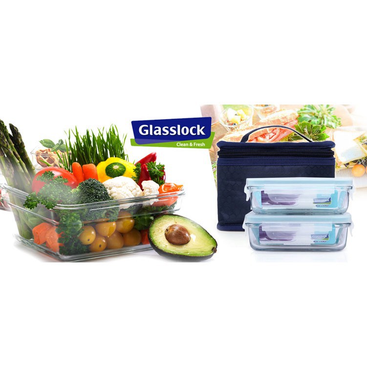 Bộ Lunch set 2 hộp thủy tinh 400ml Glasslock