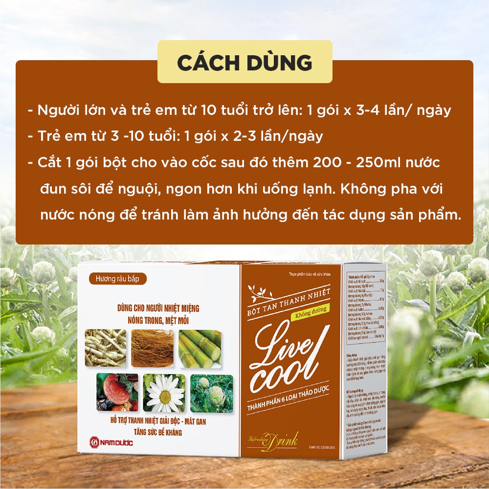 Bột tan thanh nhiệt Livecool Nam Dược không đường hỗ trợ giảm nhiệt miệng, nóng trong, giải độc, mát gan