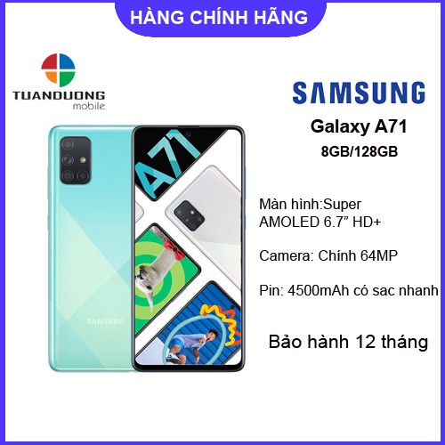 Điện thoại Samsung Galaxy A71 (8BG/128GB ) Hàng Mới Nguyên Hộp - BH Chính Hãng | WebRaoVat - webraovat.net.vn