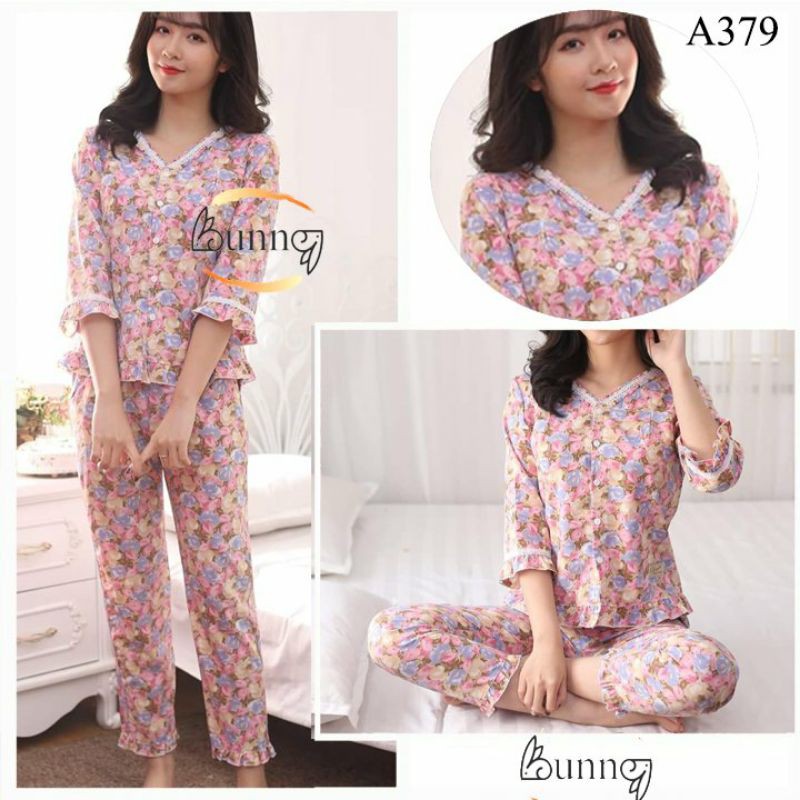 [Bunnysky] Đồ bộ mặc nhà, quần áo ngủ, thời trang nữ chất liệu lụa mềm mịn