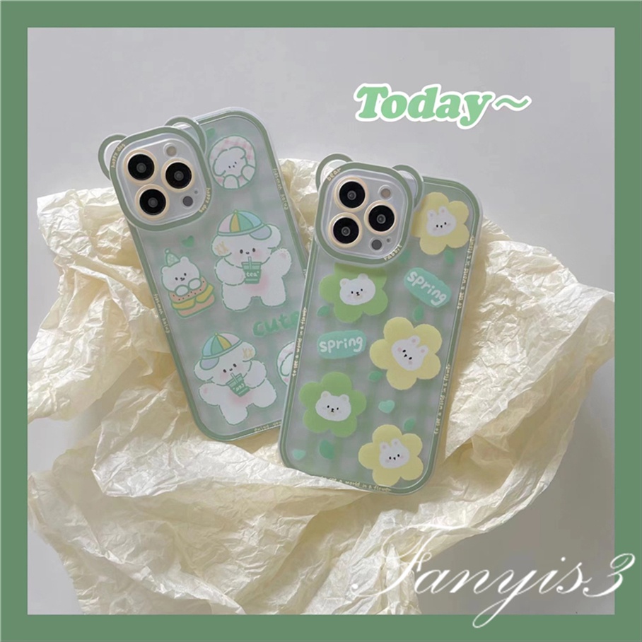 Ốp Điện Thoại Mềm Trong Suốt Họa Tiết Gấu Trắng Cho iPhone 14 13 12 11 Pro Max X XR Xs Max 8 7 6 6s Plus SE 2020