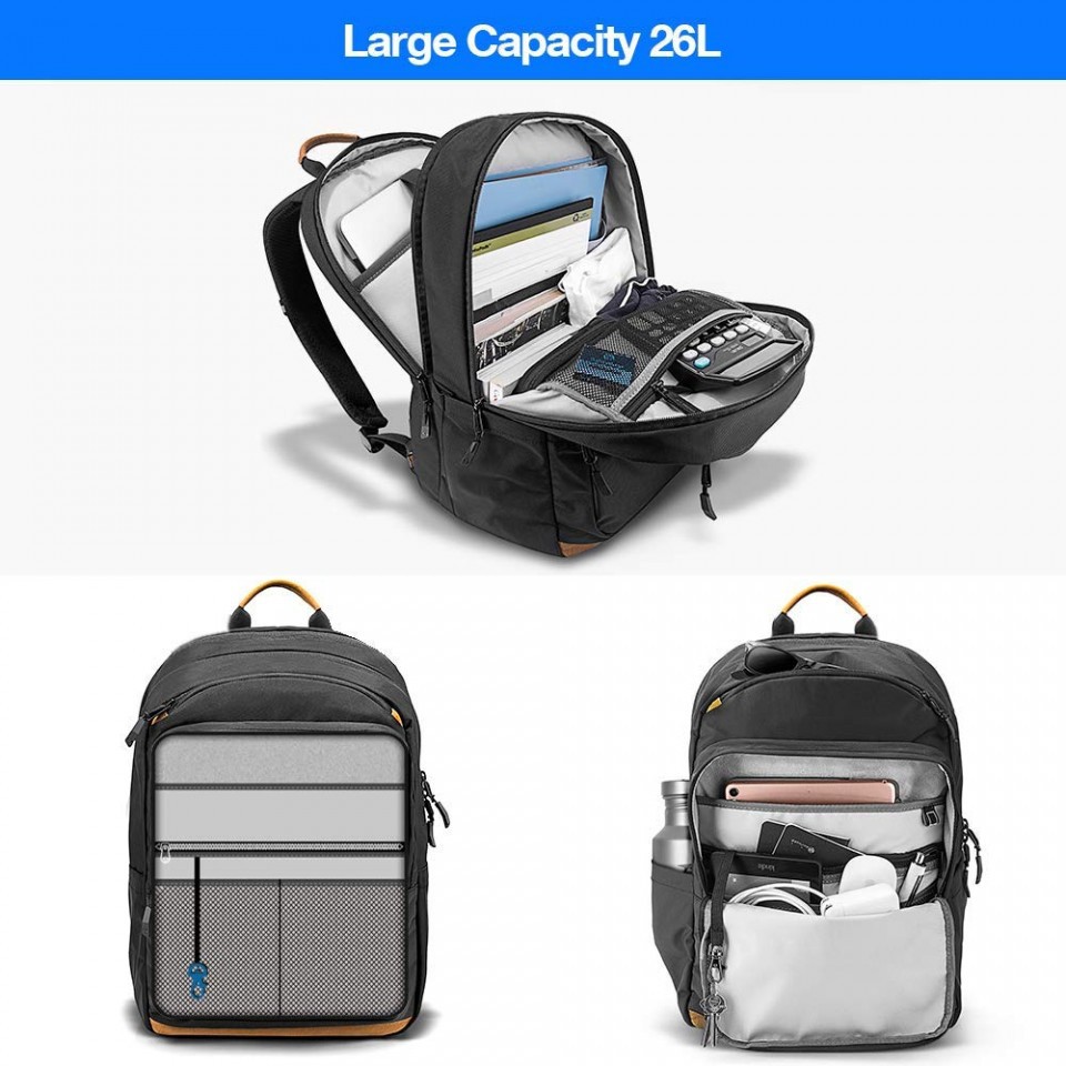 [Mã 2404EL10K giảm 10K đơn 20K] Balo TOMTOC travel backpack for Ultrabook 15inch / 22L Black - (A76-E01D)