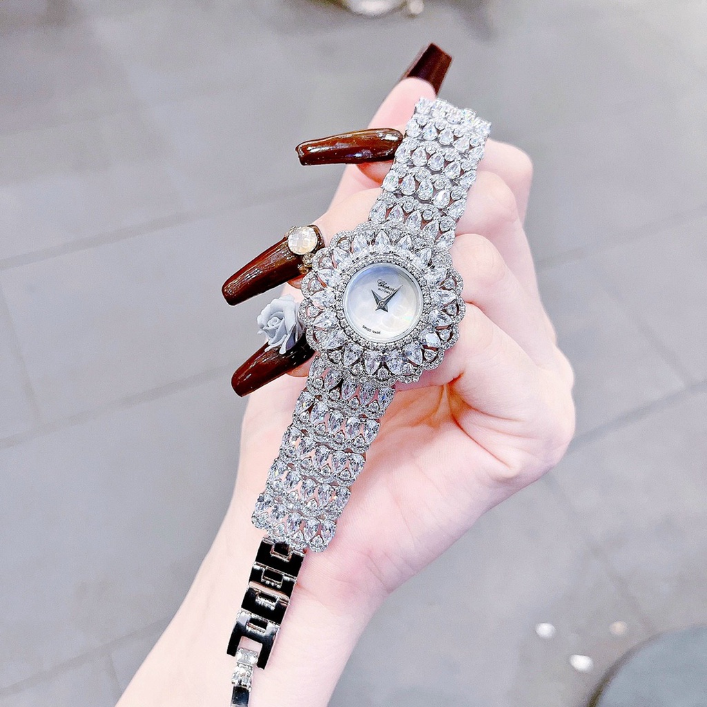 Đồng hồ đeo tay nữ, đồng hồ nữ CHOPARD full box hãng, authentic, đính kim cương nhân tạo siêu cao cấp, cực sang cho nữ