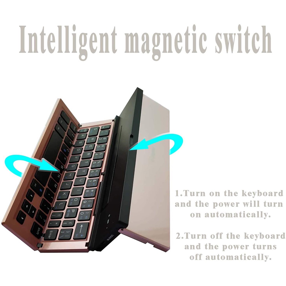 Bàn Phím Bluetooth Không Dây Siêu Mỏng Dạng Gập Tích Hợp Giá Đỡ Cho Điện Thoại/Máy Tính Bảng