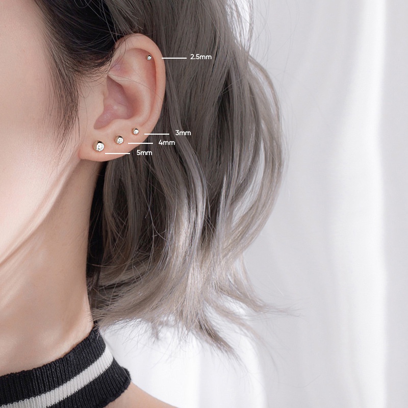 Khuyên Tai Bông Tai Nam Nữ Xỏ Cơ Bản 1 Đầu Bi Thép Titan Không Gỉ