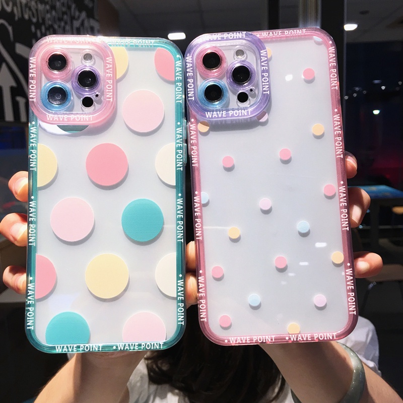 Ốp Điện Thoại TPU Mềm Chống Sốc Họa Tiết Chấm Bi Cho iphone X XS MAX XR 12 13 11 pro MAX 7 8 Plus