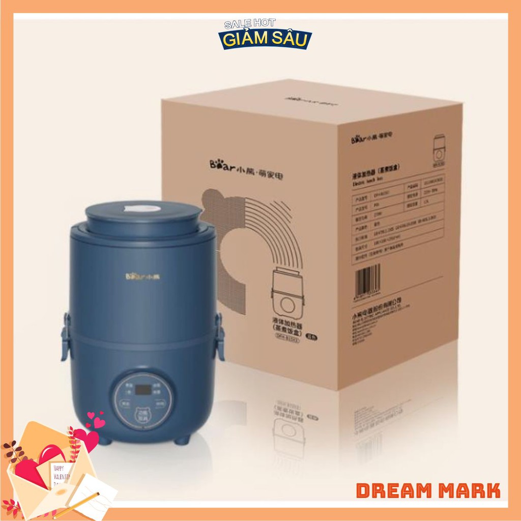 Hộp cơm cắm điện hẹn giờ Bear DFH - B15X3, 3 tầng, dung tích 1.6 lít, nấu chín, hâm nóng, giữ nhiệt cho thức ăn