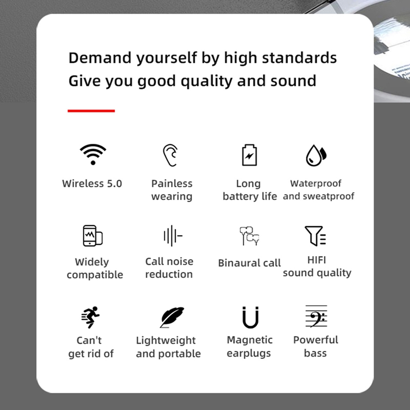 Tai Nghe Bluetooth 5.0 Ipx5 Âm Thanh Sống Động Chất Lượng Cao