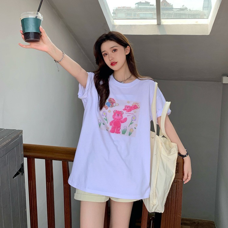 NRVP Áo Thun Mùa Hè Tay Cộc Oversize In Họa Tiết Phong Cách Hàn Quốc Cho Nam / Nữ