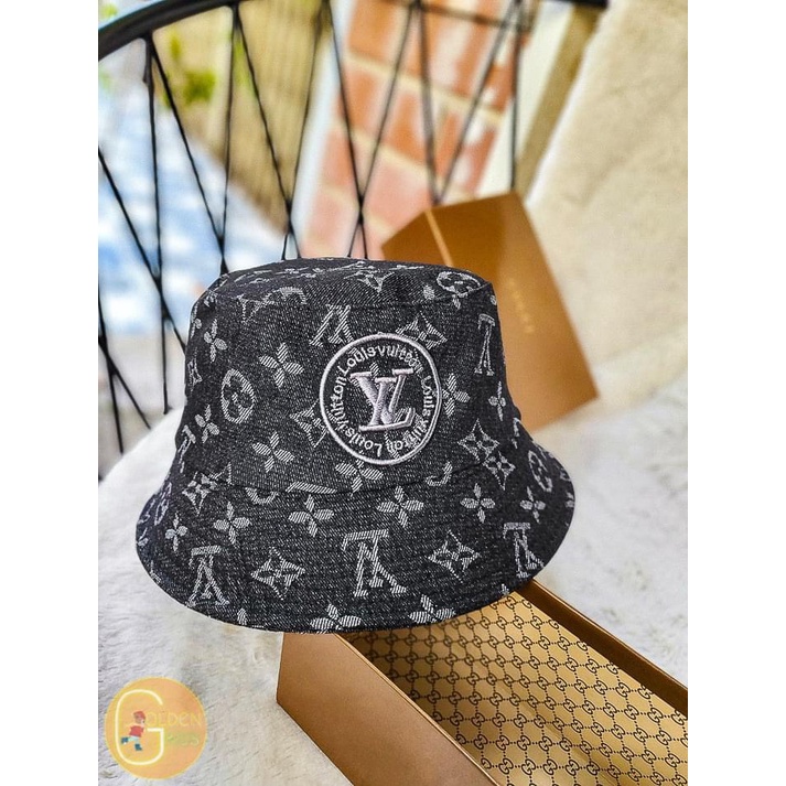 (Hàng VNXK) Nón thời trang, mũ Bucket vành tròn LV vải JEAN nhập thời trang (ẢNH THẬT)