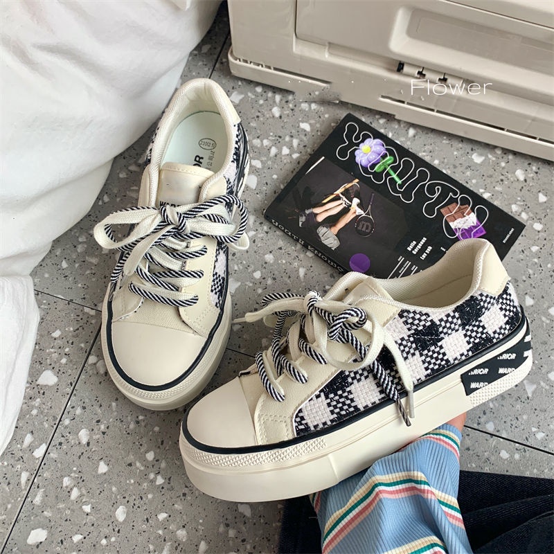 CHZK Giày Thể Thao Canvas Đế Dày Mũi Tròn Phong Cách Mới Cho Nữ