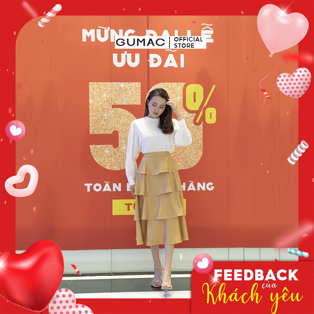 [Mã WABRGM11 giảm 10% đơn 250K] Chân váy nữ xếp tầng GUMAC phong cách tiểu thư màu nâu VB598 | BigBuy360 - bigbuy360.vn