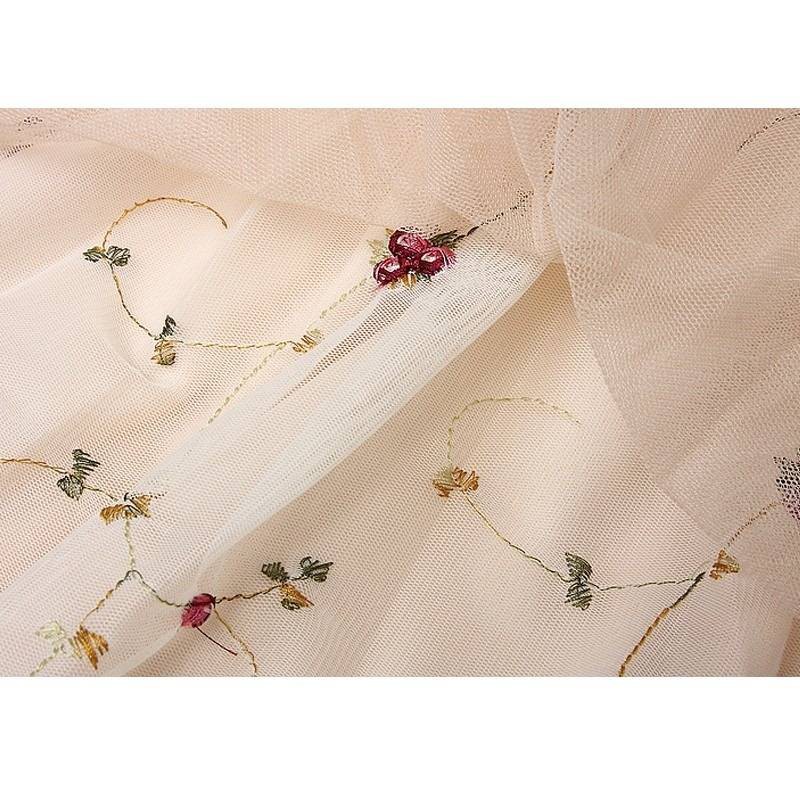 Chân váy maxi chữ A 3 lớp phối ren hoa đẹp mắt nữ tính ngọt ngào