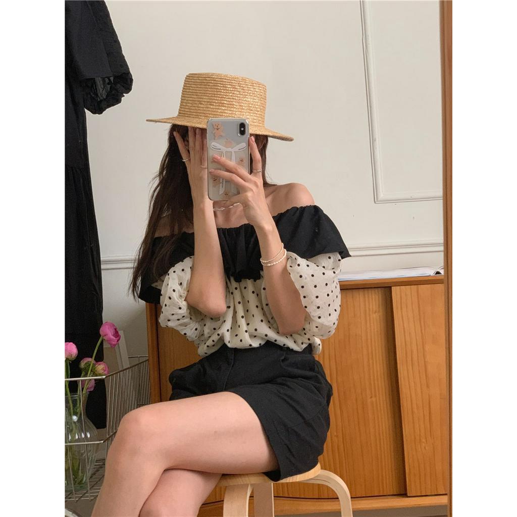 Áo Sơ Mi Chiffon Nhẹ Trong Suốt Một Vai Khóa Màu 60652