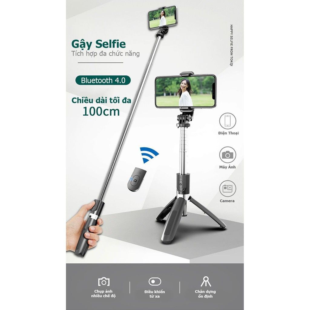 [XK][FREESHIP] GẬY CHỤP HÌNH BLUETOOTH KIÊM TRIPOD 3 CHÂN L01 - L02 [HCM]