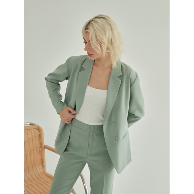 COCO SIN - Áo Blazer Nữ Phong Cách Công Sở Màu Xanh Mint