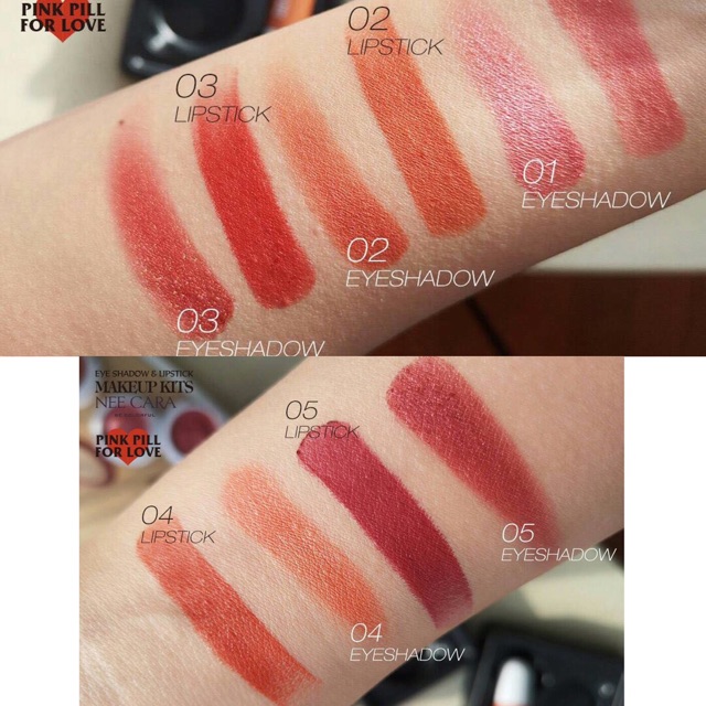 NEE CARA EYESHADOW & LIPSTICK - SON + MÀU MẮT KẾT HỢP MÁ HỒNG | BigBuy360 - bigbuy360.vn