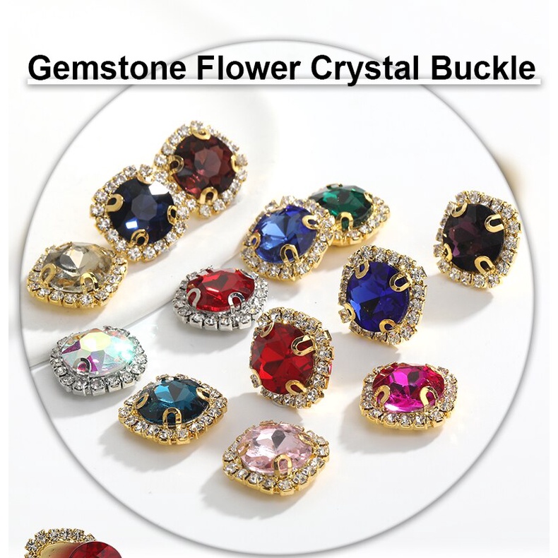 Set 10 / 20 Viên Đá Pha Lê Tròn Hình Hoa 12Mm Dùng Trang Trí Quần Áo DIY